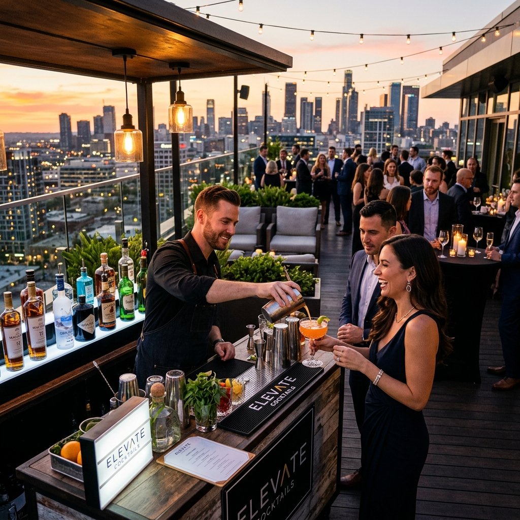 Evento corporativo com bar móvel